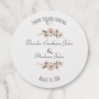 Étiquette-cadeau Merci Mariage Fleur sauvage double face