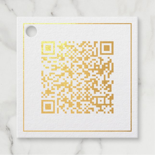 Étiquette-cadeau Merci pour l'entreprise Gold Logo Code-barres QR C (Devant)