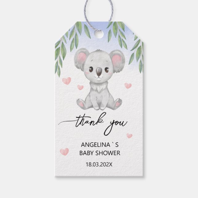 Étiquette cadeau "Merci" pour une baby shower. (Devant)