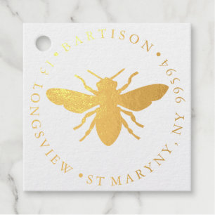 Étiquette-cadeau miel bourgeon abeille RONDE RETOUR ADRESSE Tampon