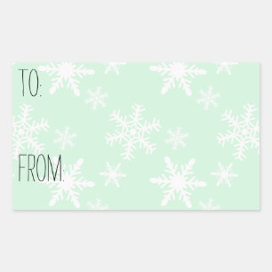 Étiquette cadeau Mint White Snowflakes