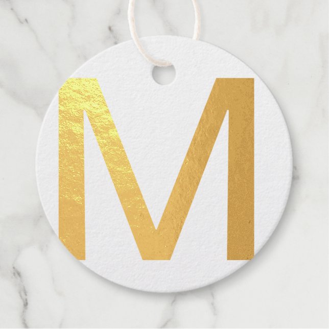Étiquette-cadeau Monogramme ajouter le nom lettre alphabet simple m (Devant)