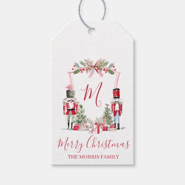 Étiquette cadeau Monogramme Casse-Noisette Rose (Devant)