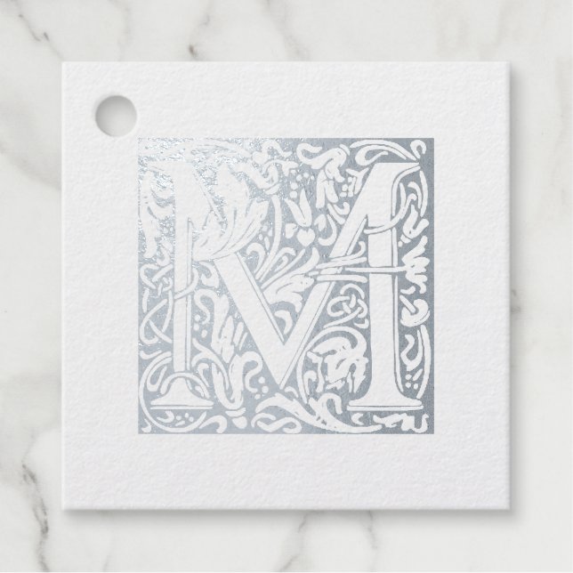 Étiquette-cadeau Monogramme d'anniversaire de mariage éclairé lettr (Devant)
