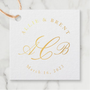 Étiquette-cadeau Monogramme de couple et mariage de date Faveur