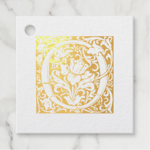 Étiquette-cadeau Monogramme de lettre O illuminée pour anniversaire