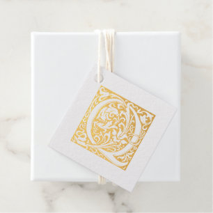 Étiquette-cadeau Monogramme de lettre Q illuminée pour anniversaire