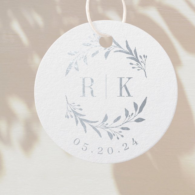 Étiquette-cadeau Monogramme de mariage à initiales botaniques (Créateur téléchargé)