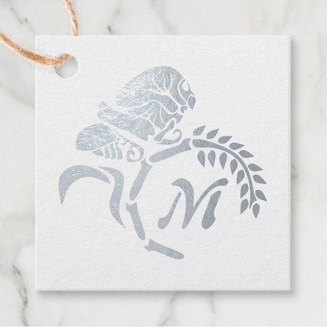 Étiquette-cadeau Monogramme de sauterelle à capuchon (Devant)