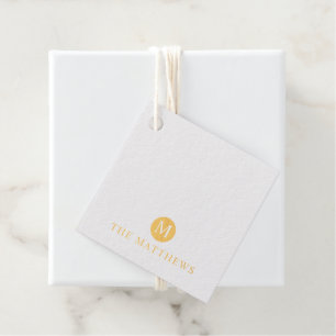 Étiquette-cadeau Monogramme et nom personnalisés de luxe Gold Foil