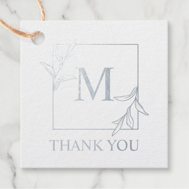 Étiquette-cadeau Monogramme feuille (Devant)