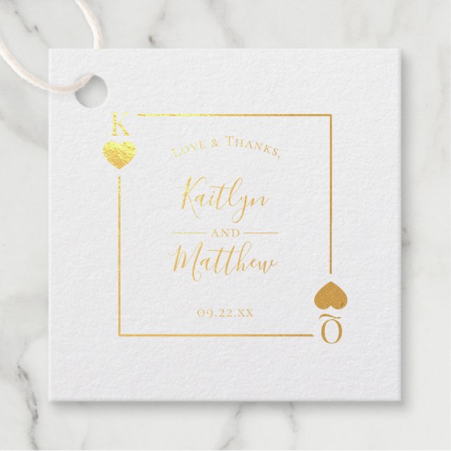 Étiquette-cadeau Monogramme Lecture Carte Mariage Or (Devant)