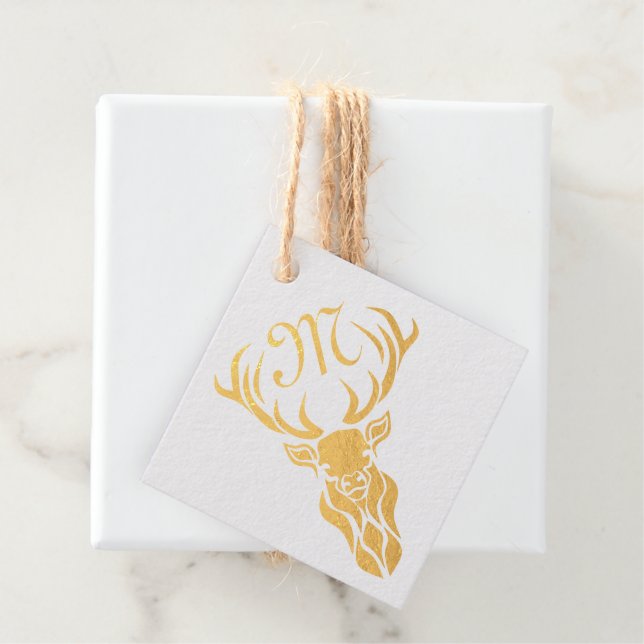 Étiquette-cadeau Monogramme tribal Red Stag (Avec boite)