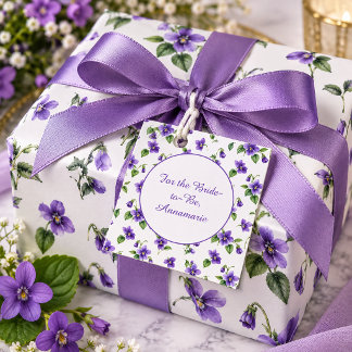 Étiquette Cadeau Motif Violettes Violettes
