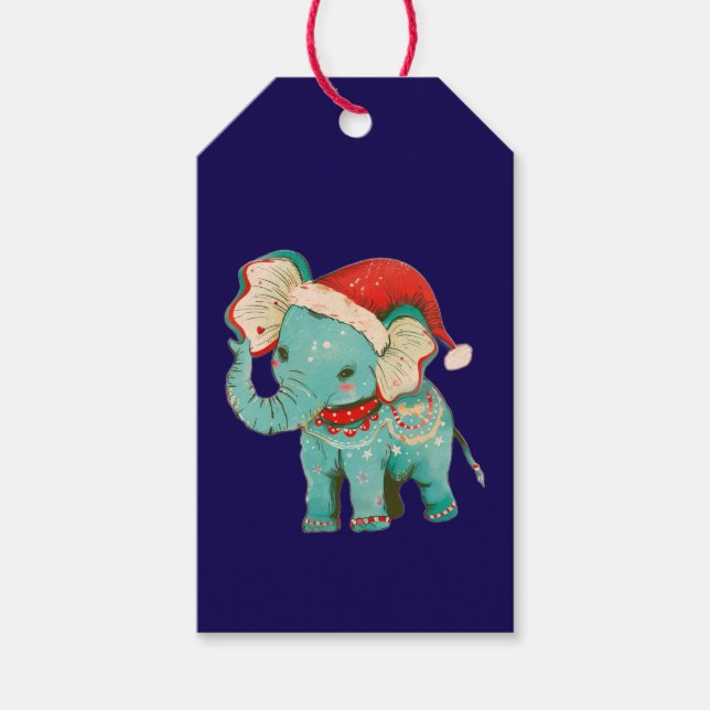 ÉTIQUETTE CADEAU NOËL ÉLÉPHANT ET SOURIS  (Devant)