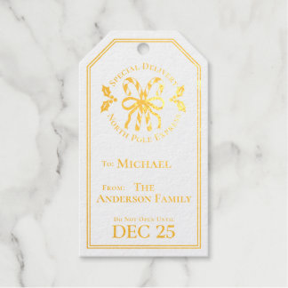 Étiquette Cadeau Noël en Papier Aluminium Canne à