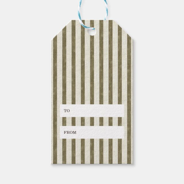 Étiquette cadeau Noël rayures vertes vintage simpl (Devant)