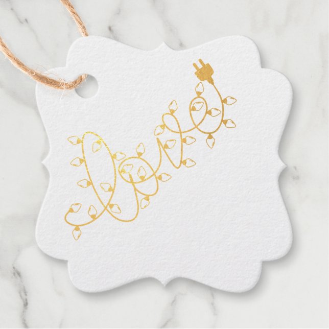 Étiquette-cadeau Noël String Lumières AMOUR (Devant)