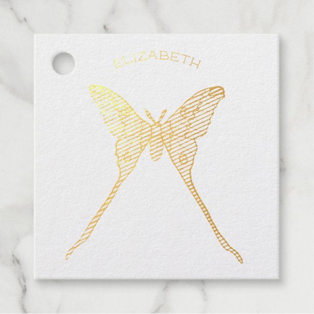 Étiquette-cadeau Nom de l'insecte papillon Luna moth (Devant)
