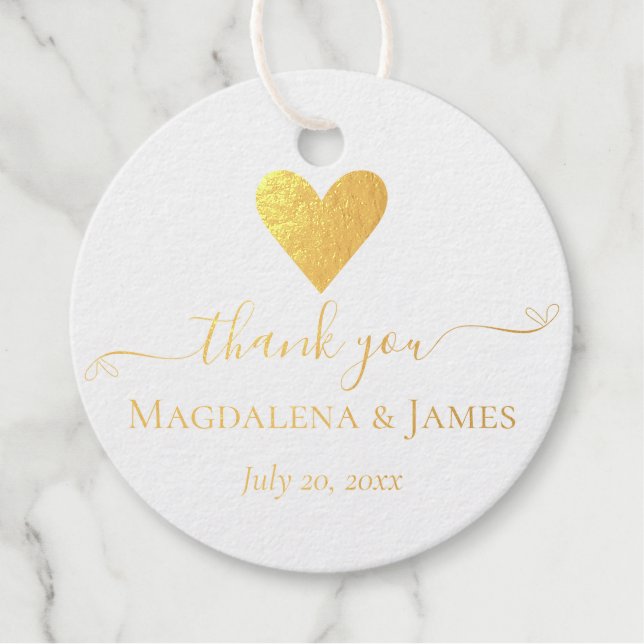 Étiquette-cadeau Noms cardiaques simples et élégants Merci (Devant)