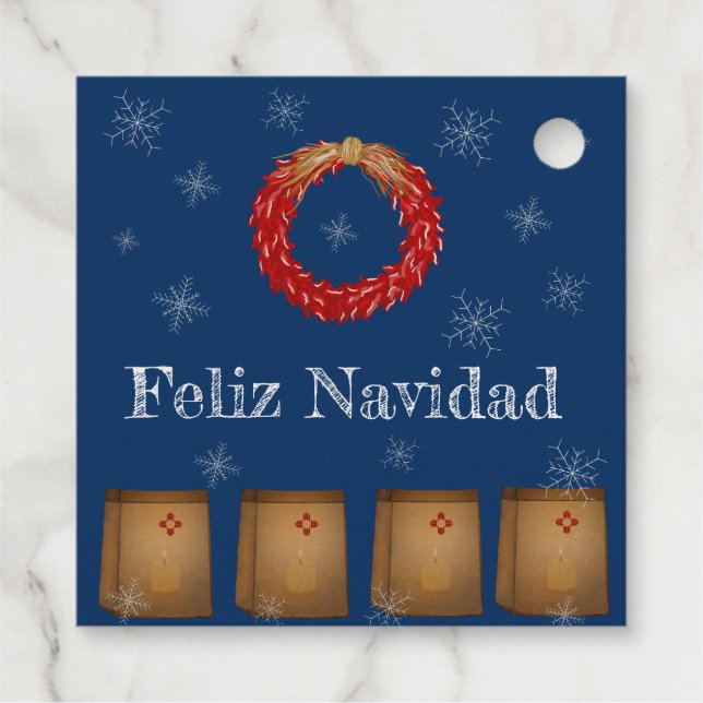 Étiquette-cadeau Nouveau-Mexique Luminarias Farolitos Zia Red Chili (Dos)