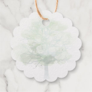 Étiquette-cadeau or merci tag avec chêne vert misty