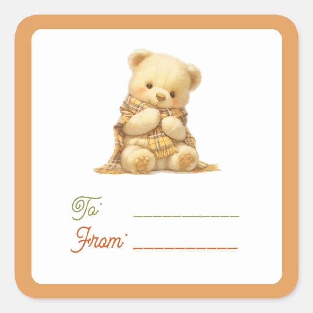 Étiquette cadeau Ourson Mignon (A) (Devant)