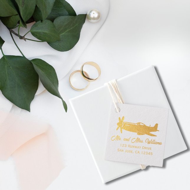 Étiquette-cadeau P-51 Mustang Avion Cool Pilote Aéronautique Annive (Créateur téléchargé)