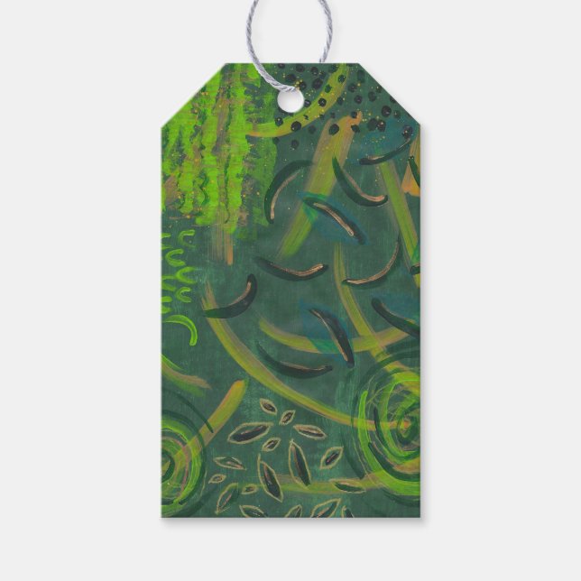 Étiquette cadeau peinture abstraite feuille d'or v (Devant)