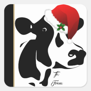 Étiquette cadeau Père Noël Cow