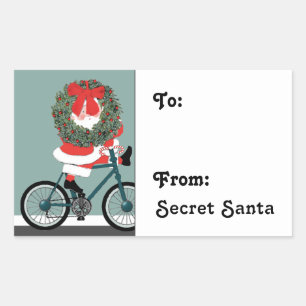 Étiquette cadeau Père Noël secrète Sticker rectang