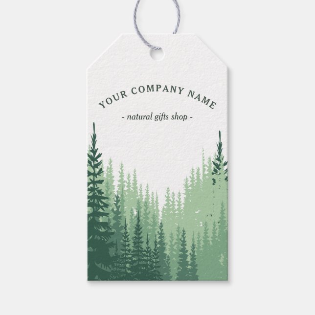 Étiquette Cadeau Personnalisée avec Logo de Forêt  (Devant)
