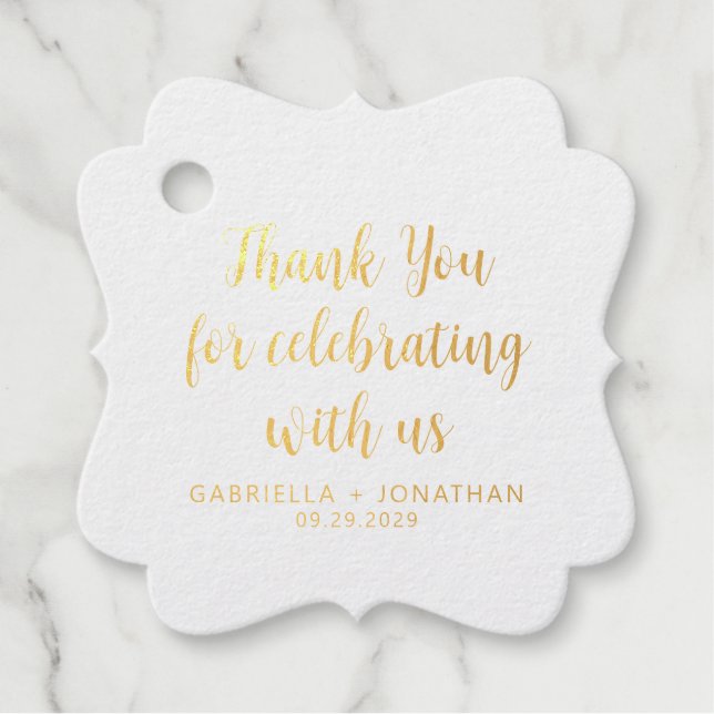 Étiquette-cadeau Pétrole en or Mariage simple (Devant)