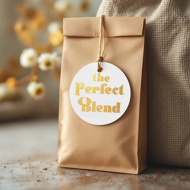 Étiquette-cadeau Photo de mariage élégant "The Perfect Blend" (Elegant "The Perfect Blend" Wedding Photo Foil Favor Tags)