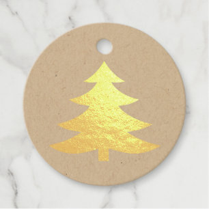 Étiquette-cadeau Pin ou sapin de Noël en huile d'or ou d'argent