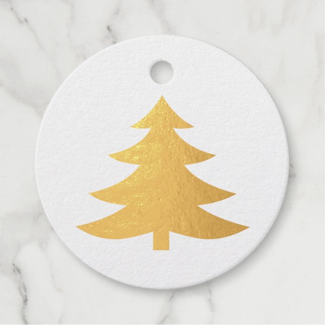 Étiquette-cadeau Pin ou sapin de Noël en huile d'or ou d'argent (Devant)