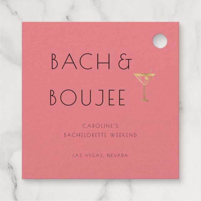 Étiquette-cadeau Pink Bach et Boujee Bachelorette (Dos)