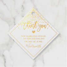 PixDezines Gold Foil Confetti Fun Script Merci