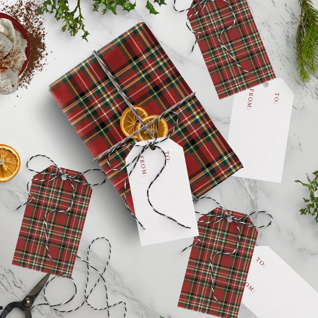Étiquette Cadeau Plaid Rouge Classique des Fêtes d (Créateur téléchargé)