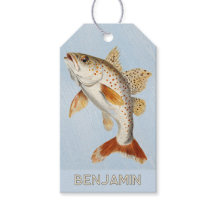 Étiquette Cadeau Poisson Nageant Océan Bleu