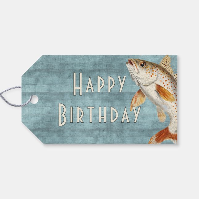 Étiquette Cadeau Poisson Nageant Océan Bleu (Dos (Horizontal))