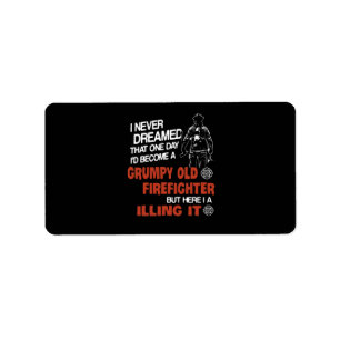 Étiquette Cadeau pompier Vieux pompier grincheux