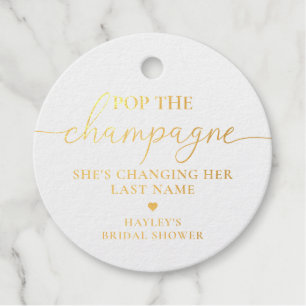 Étiquette cadeau Pop The Champagne Gold Foil Favor