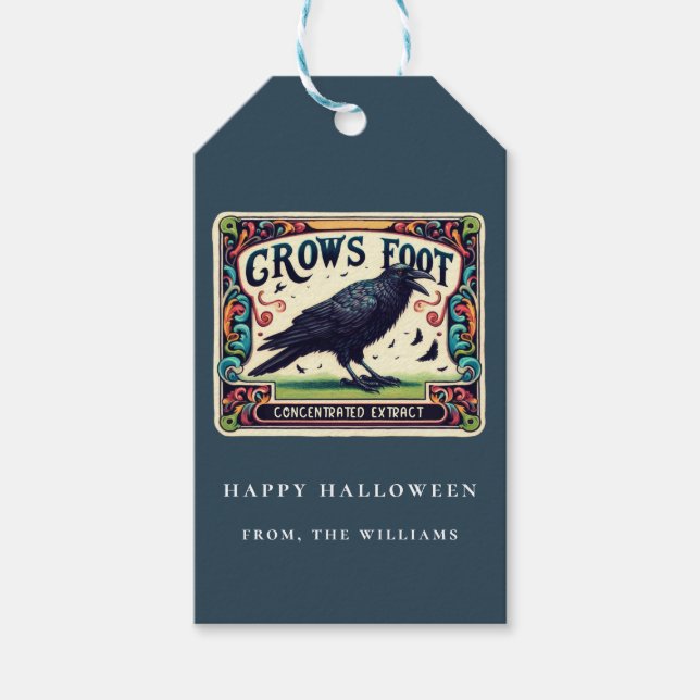 Étiquette Cadeau Potion Bleu Poussiéreux Halloween (Devant)