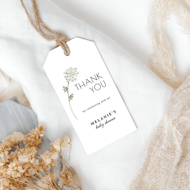 Étiquette cadeau pour Baby Shower Fleur de bébé en (thank you gift tag)