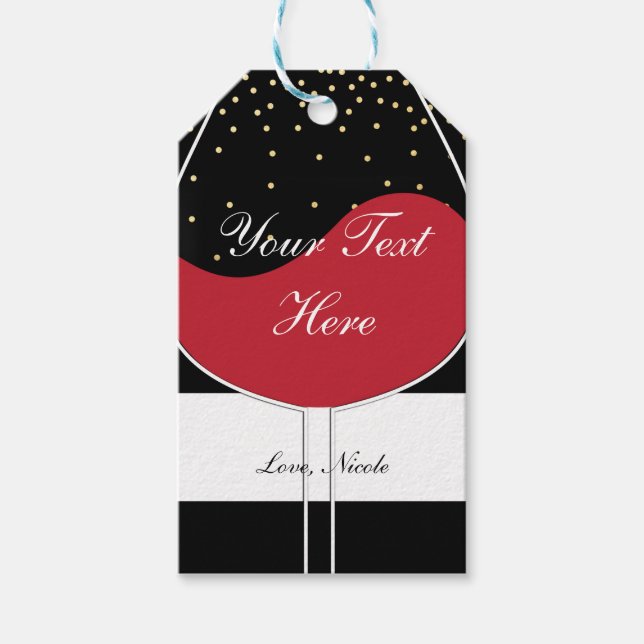 Étiquette cadeau pour fête d'anniversaire verre à  (Devant)