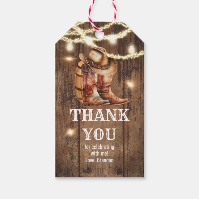 Étiquette cadeau pour une fête Western Country Boo (Devant)