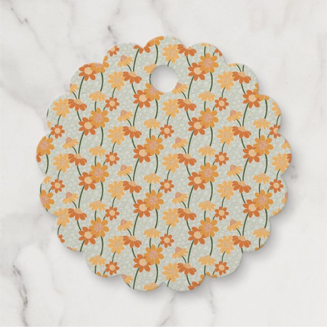 Étiquette-cadeau Pretty retro muted 1970 s flowers (Dos)