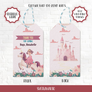 Étiquette cadeau Princess Riding Unicorn Favoriser