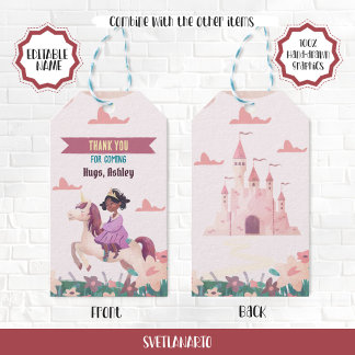 Étiquette cadeau Princess Riding Unicorn Favoriser